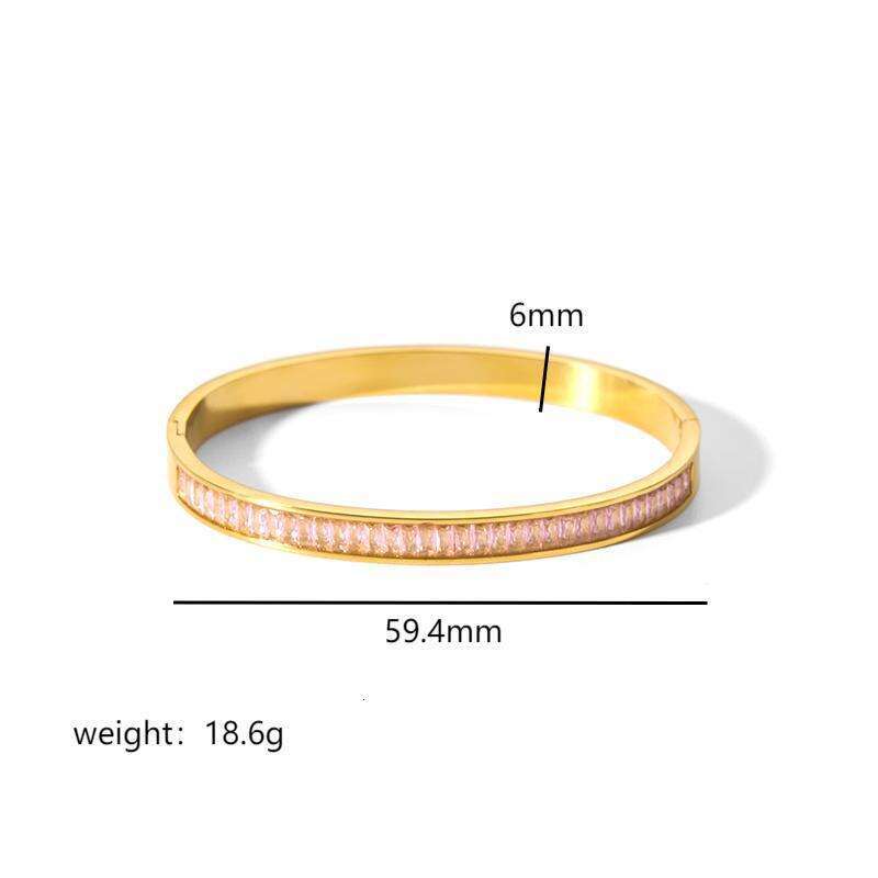 Women's Gold Stainless Steel Zirconium Inlaid Bracelet for Wedding in Light Style