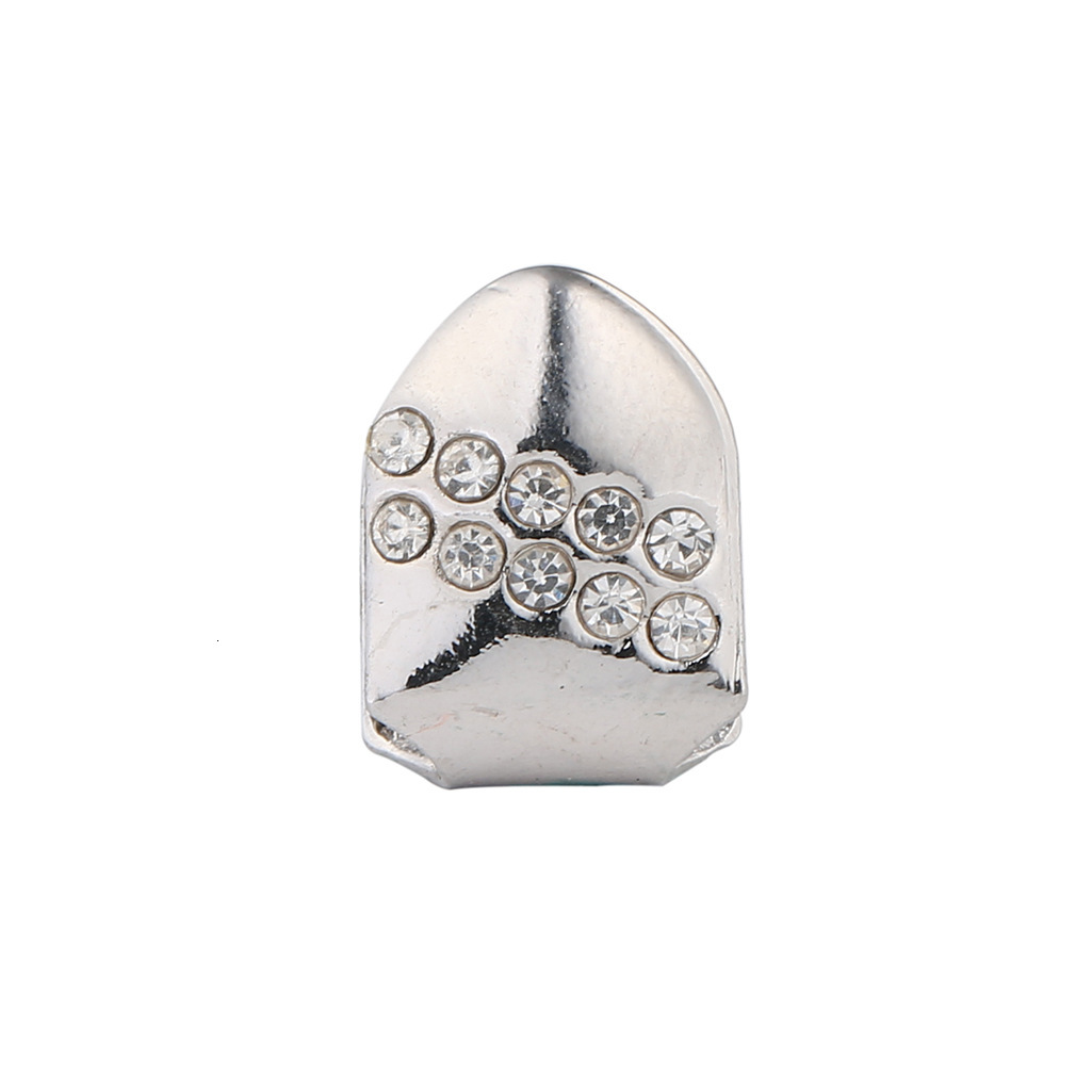 premium moissanite iced out single gold tooth diagonal pattern bling hip hop grillz rapper accessory Pass the diamond tester