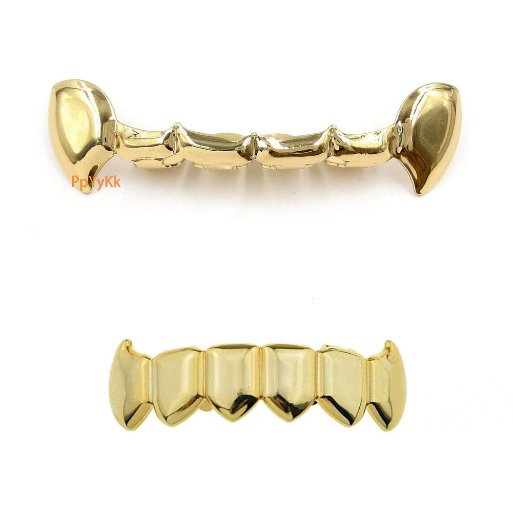Halloween Hip Hop Vampire Fangs Gold Grillz 18k Gold Plated Premium Teeth Accessories Rapper Costume Accessories Pass the diamond tester