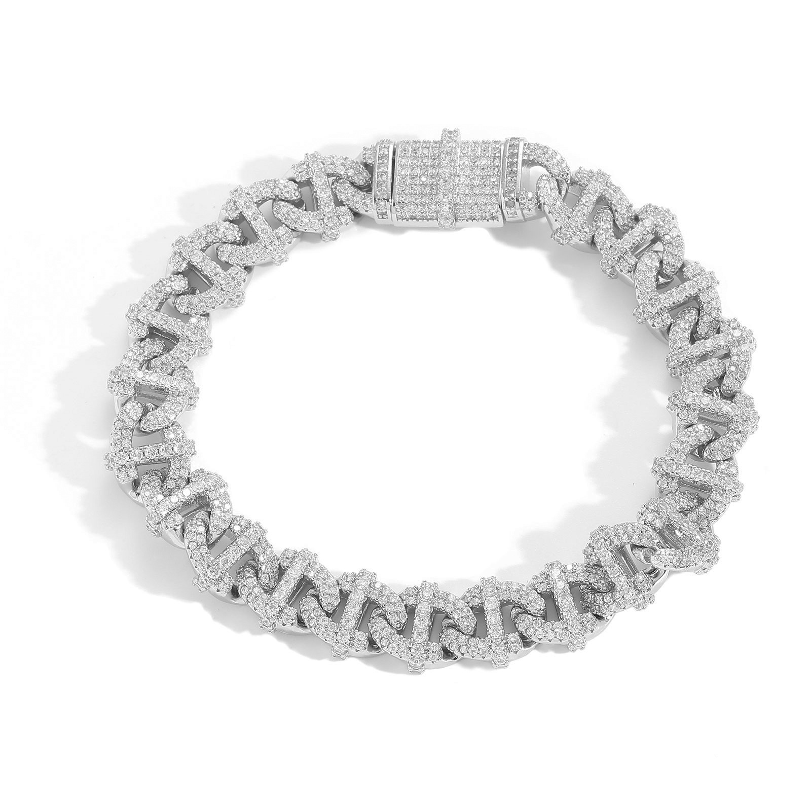 10MM Hip Hop New Arrival Cuban Chain Geometric Moissanite Iced Out Statement Bracelet for Men Passes the diamond tester