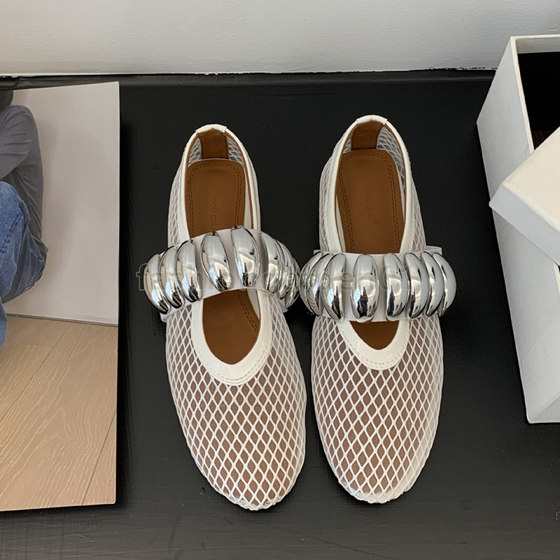 designer sandals women summer sandal woven mesh flats heels luxury shine metal buckle elastic bands black white red anti-skid sandale comfort daily wa