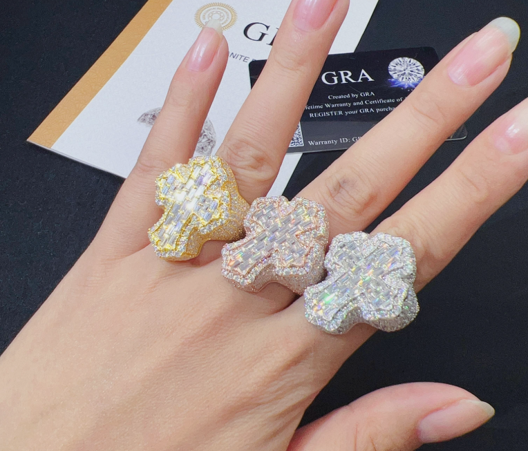 Sterling Silver 925 Fine Fashion Hip Hop Ring Vvs Moissanite Lab Diamond Iced Out Jewelry Mens Ring