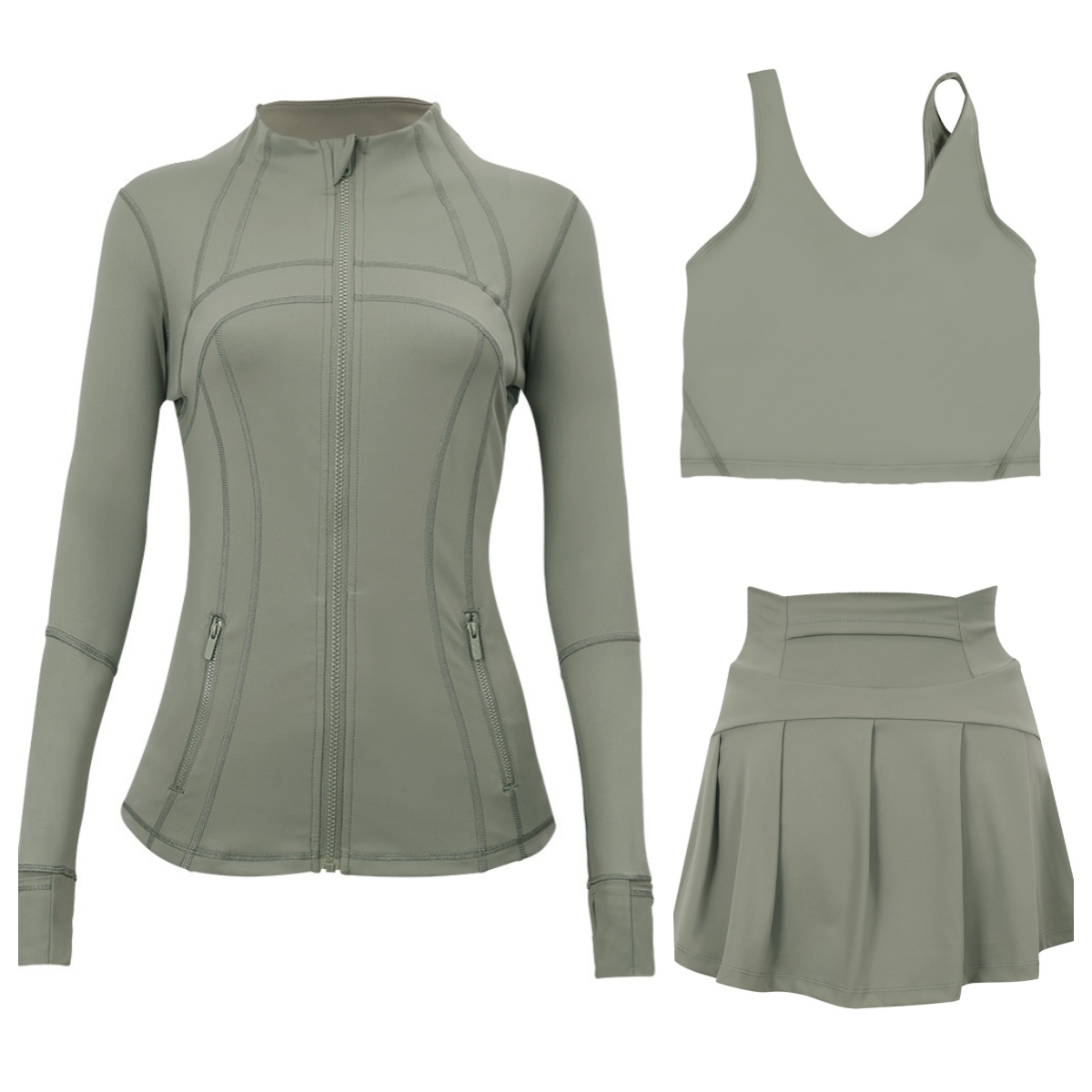 2025--Set Three pieces Workout set Women Yoga Sets lemonize jackets skirt Push Up High Waist Sports Jackets Zip Up Coat Elastic skir Gym Suits