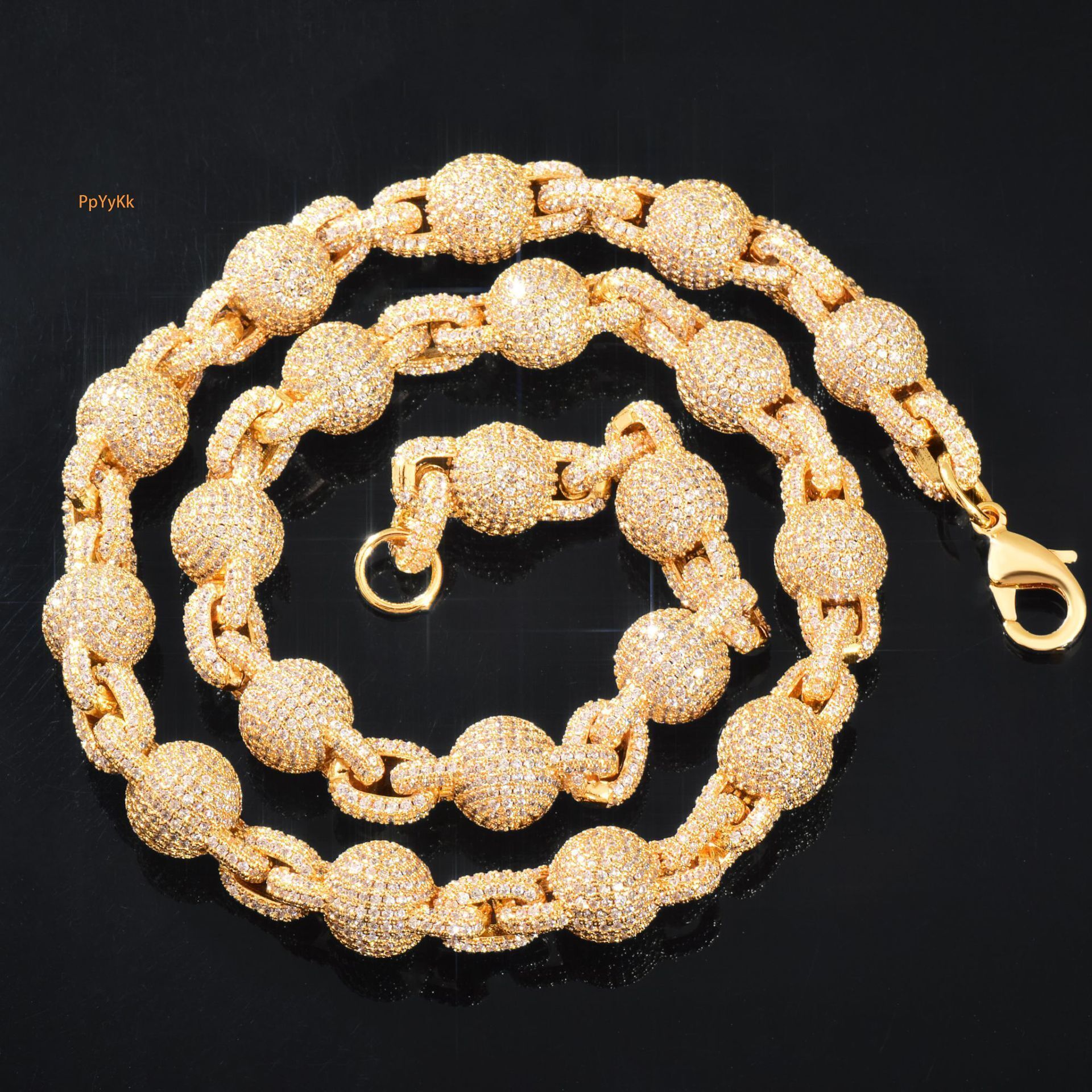 Hip Hop Iced Out VVS Moissanite Bead Sphere Chain Streetwear Rap Statement Necklace Edgy Trendy Jewelry Pass the diamond tester