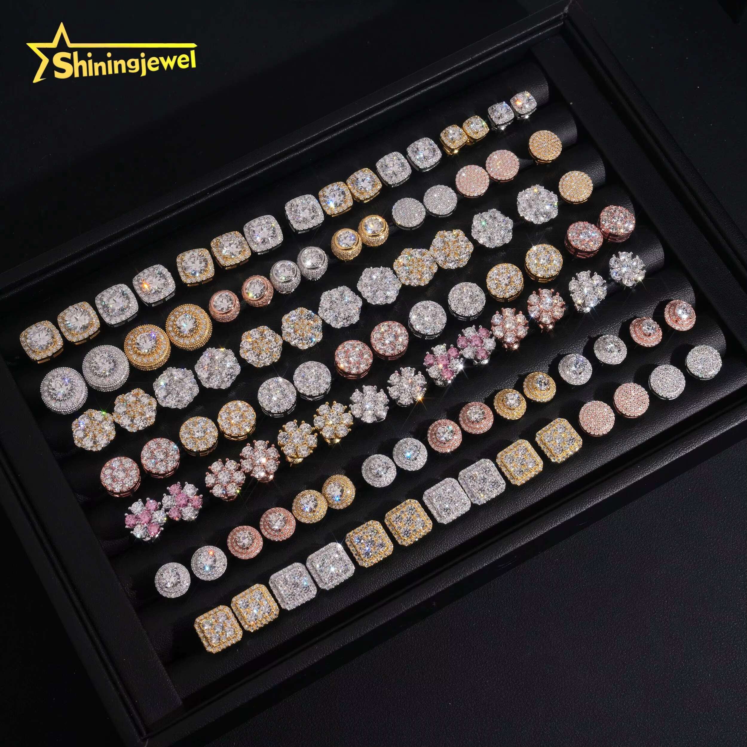 Hip Hop Fine Jewelry Cluster 925 Silver Iced Out GRA Certified VVS Moissanite Diamond Earrings