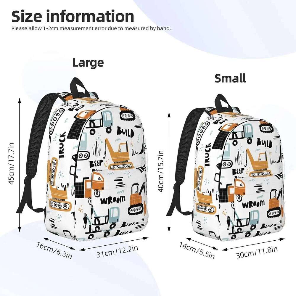 Casual Lightweight Cartoon Truck Laptop Backpack Men Women Travel Bag Outdoor Canvas Daypack