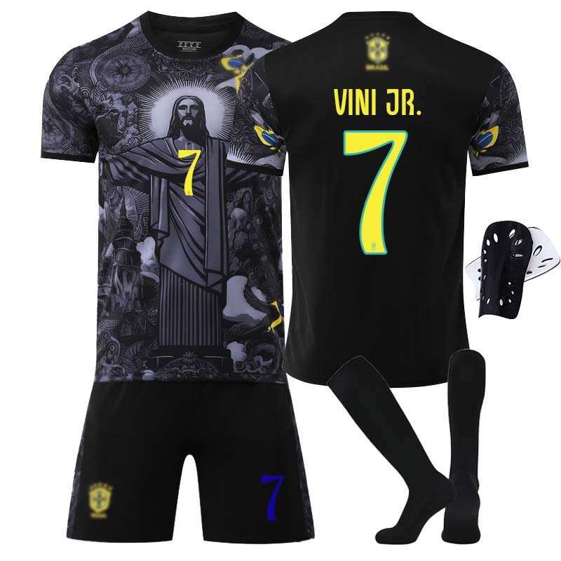 2526 Brazil Special Edition Black 7 Vinicius Jersey 9 Raulicic No. 10 Neymar Soccer Kit Set