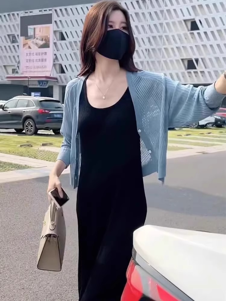 K1156 Outer wear skirt shawl knitted cardigan women summer thin 2024 new high-end top jacket early autumn