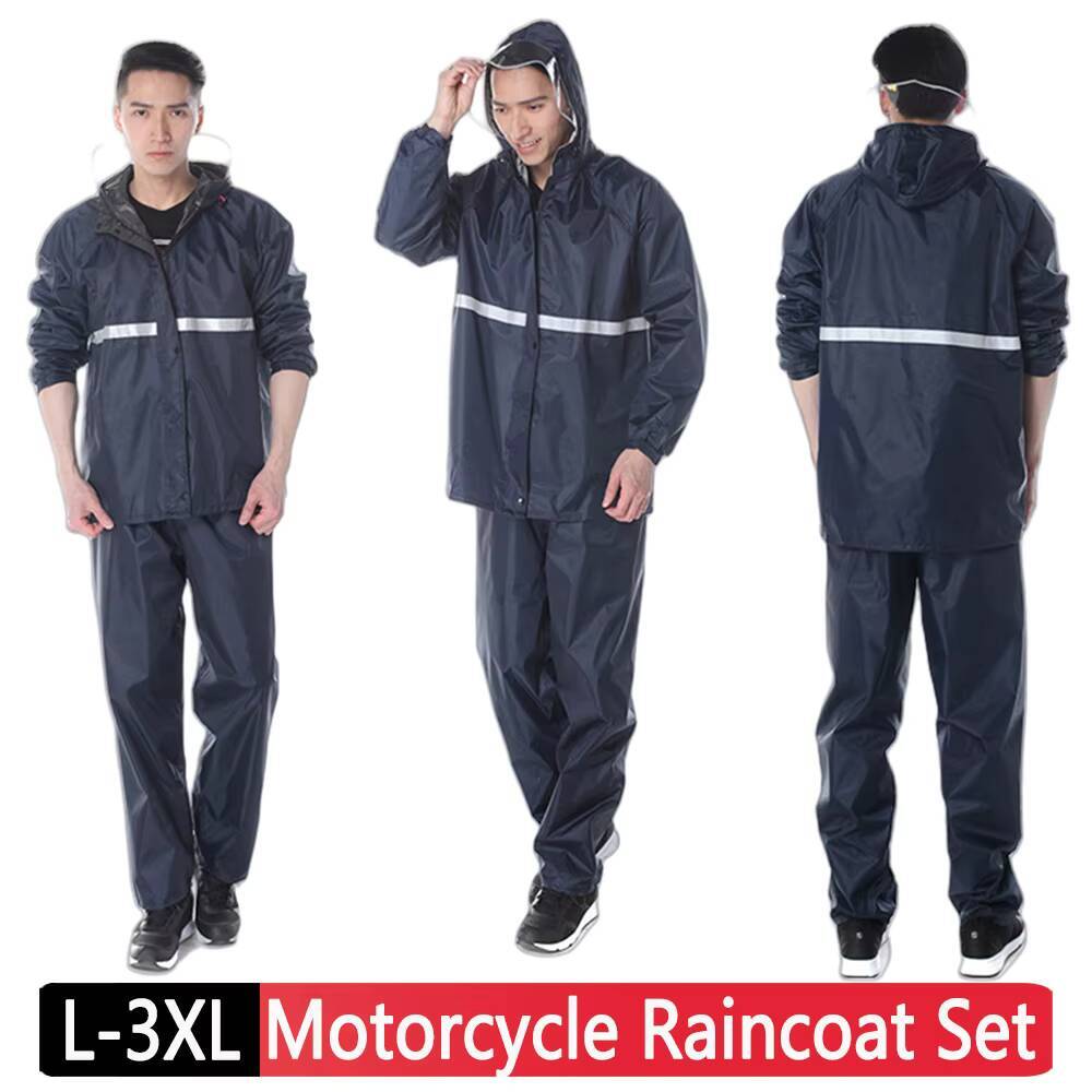 Thickened Raincoat Suit Reflective Waterproof Rainstorm Prevention Adult Jacket Pants Moto Riding Coat Biker Rain L-3XL