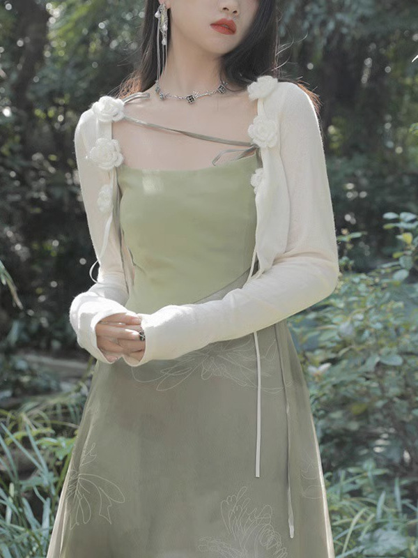 K1161 Ice silk fairy sunscreen cardigan thin women's summer shawl age reduction with suspender skirt outer cover French small waistcoat