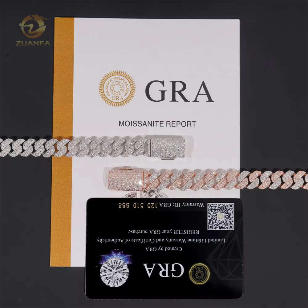 Hip Hop Jewelry 10MM Moissanite Diamond Cuban Link Chain 925 Silver Iced Out Cuban Link With GRA Certificate