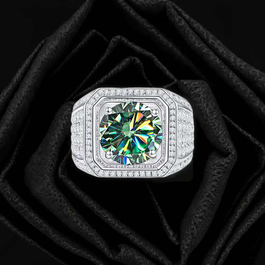 3ct VVS Moissanite Diamond 14k White Gold Moissanite Ring Ri Punk MenS Wedding Rings OACOCA
