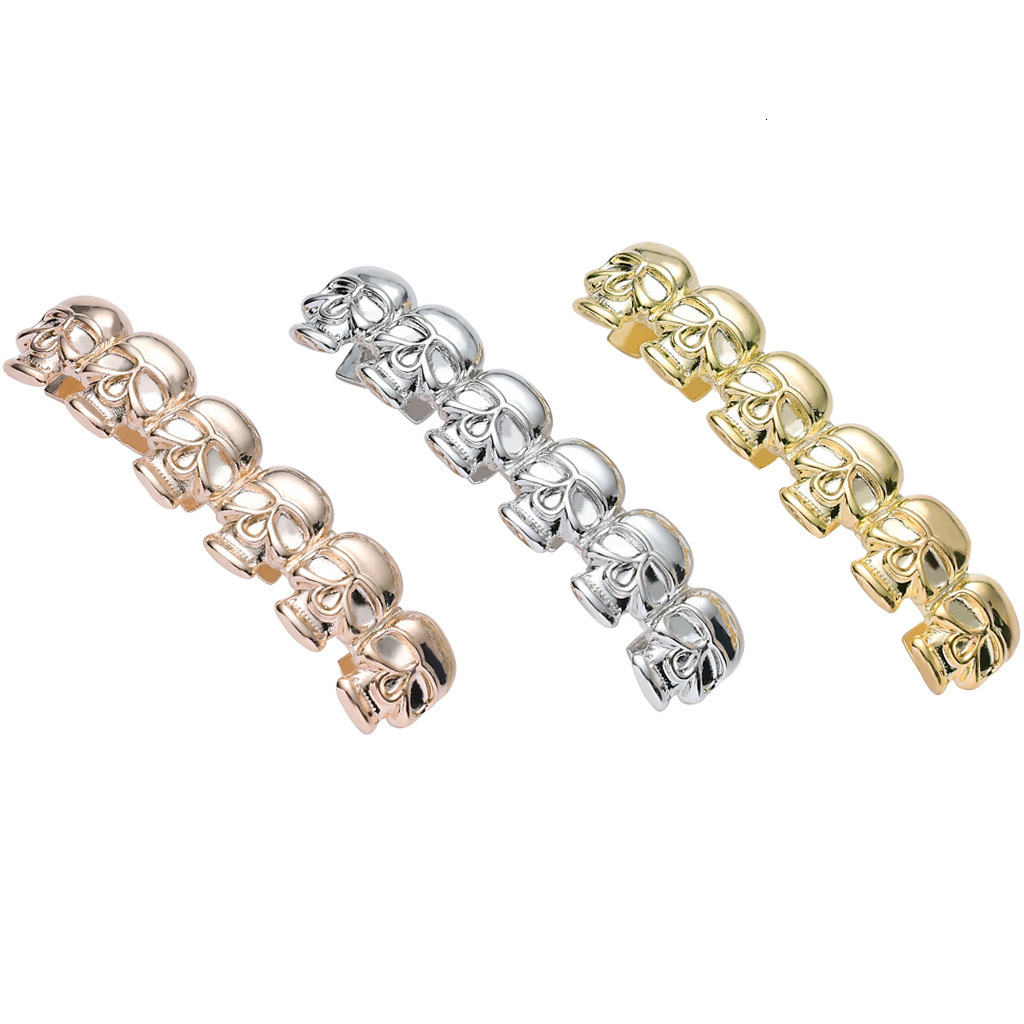 new arrival polished skull 18k solid gold hip hop grillz halloween costume accessories Rapper Costume Accessories Pass the diamond tester