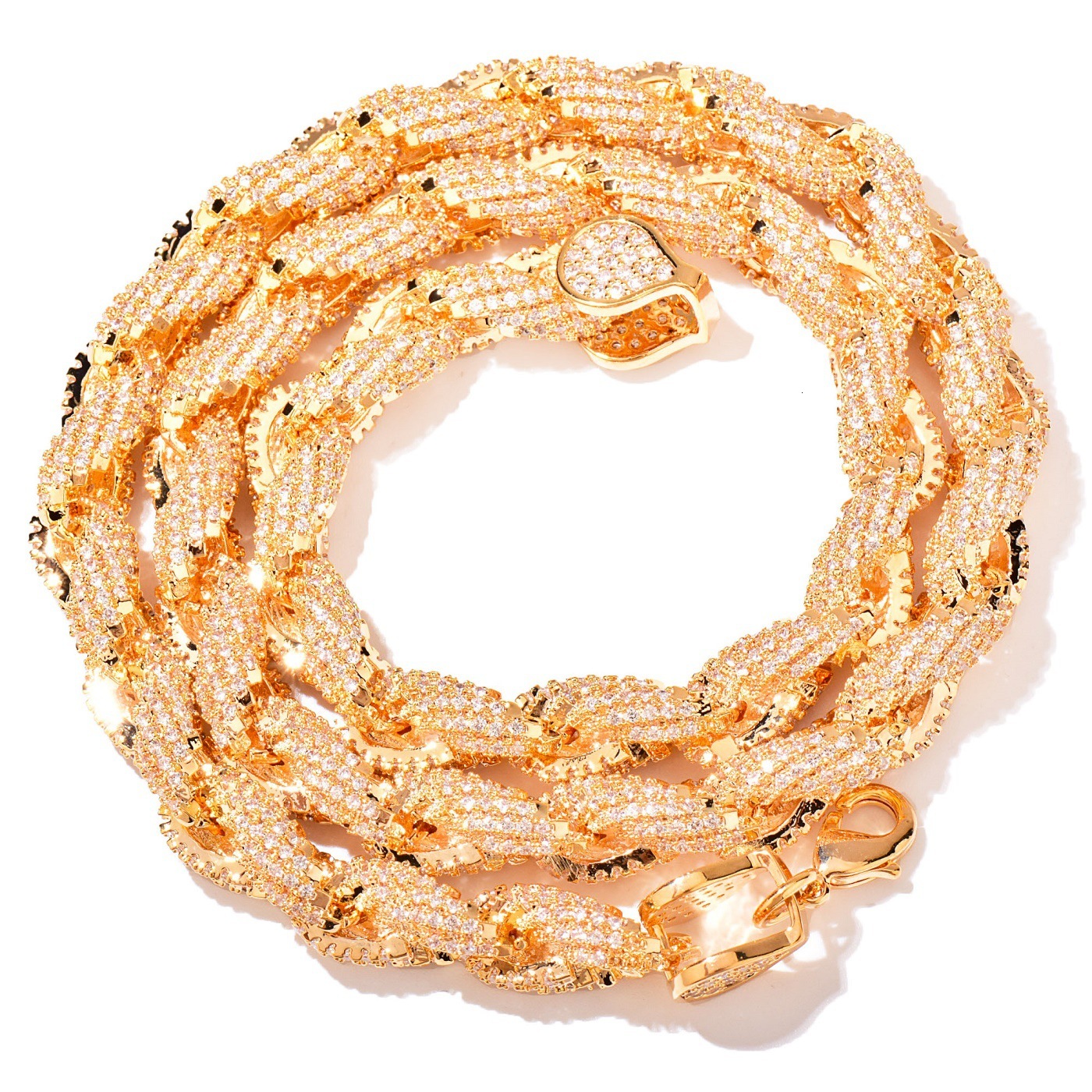 Luxury VVS Moissanite Iced Out Hip Hop Twist Chain Braided Bling Unisex Versatile Statement Jewelry Pass the diamond tester