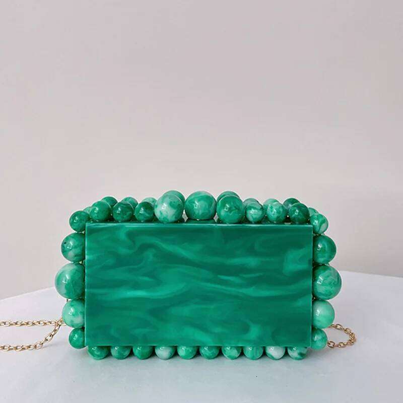 Acrylic clutch bag women designer evening party beaded purse 2022 new pink green purple pearl color