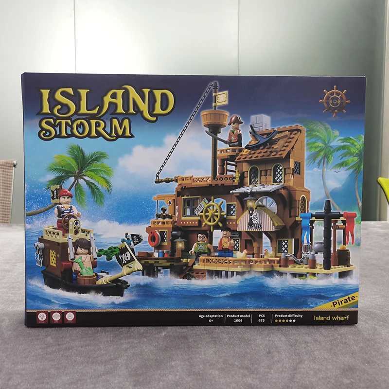 Creative Medieval Pirate Island Fortress Castle Building Blocks Adventure Ship Log Cabin Model Boat Assemble Bricks Toy Kid Gift Y250627