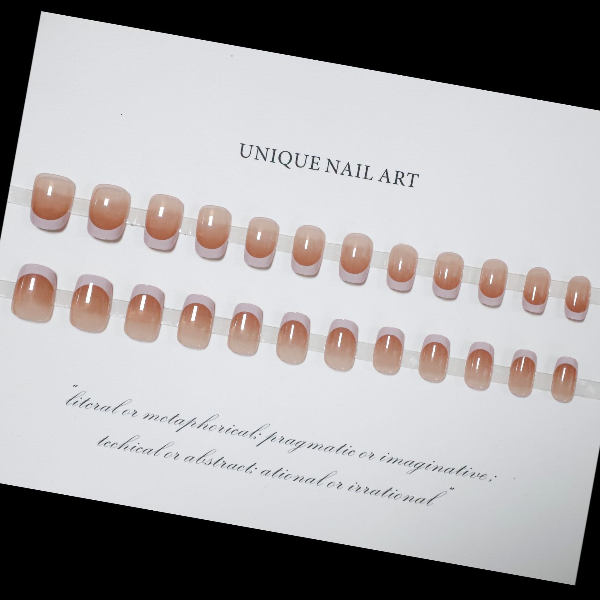 Minimalist French Gradient Wearable Short Fake Nails for Students Whitening Removable Nail Tips