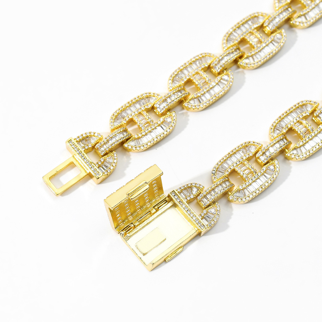 Luxury VVS Moissanite Iced Out Hip Hop Pig Nose Cuban Chain Men's High-End Statement Bracelet Passes the Diamond Tester