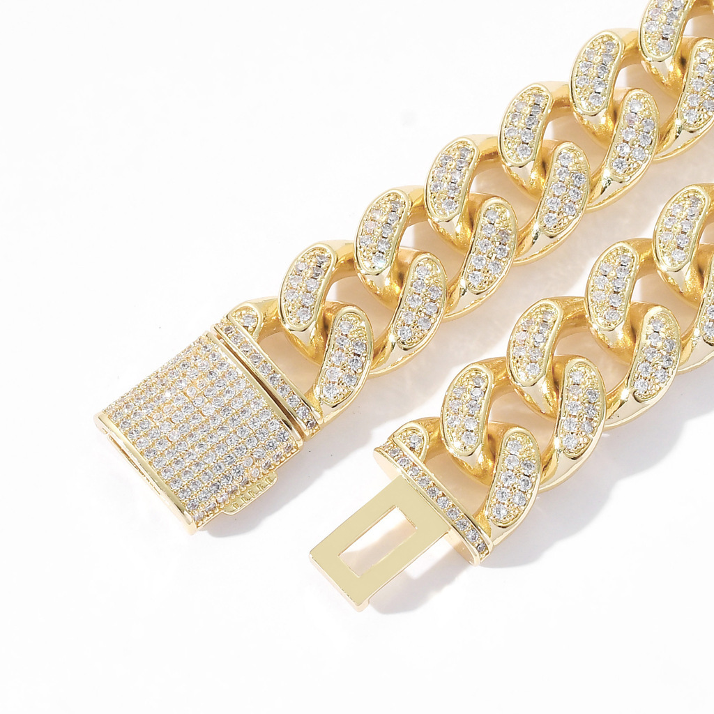 15mm Cuban Link Men's Bold Iced Out Bracelet Flip Lock Clasp VVS Moissanite High Quality Bling Jewelry Pass the diamond tester