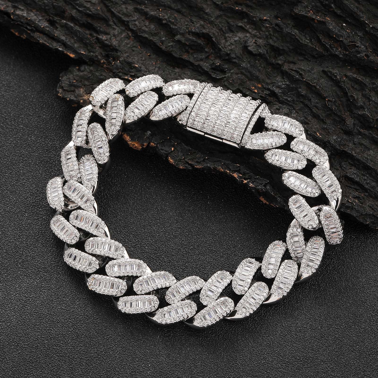 15MM Luxury VVS Moissanite Iced Out Miami Cuban Chain Men's High-Quality Hip Hop Statement Bracelet Pass the diamond tester