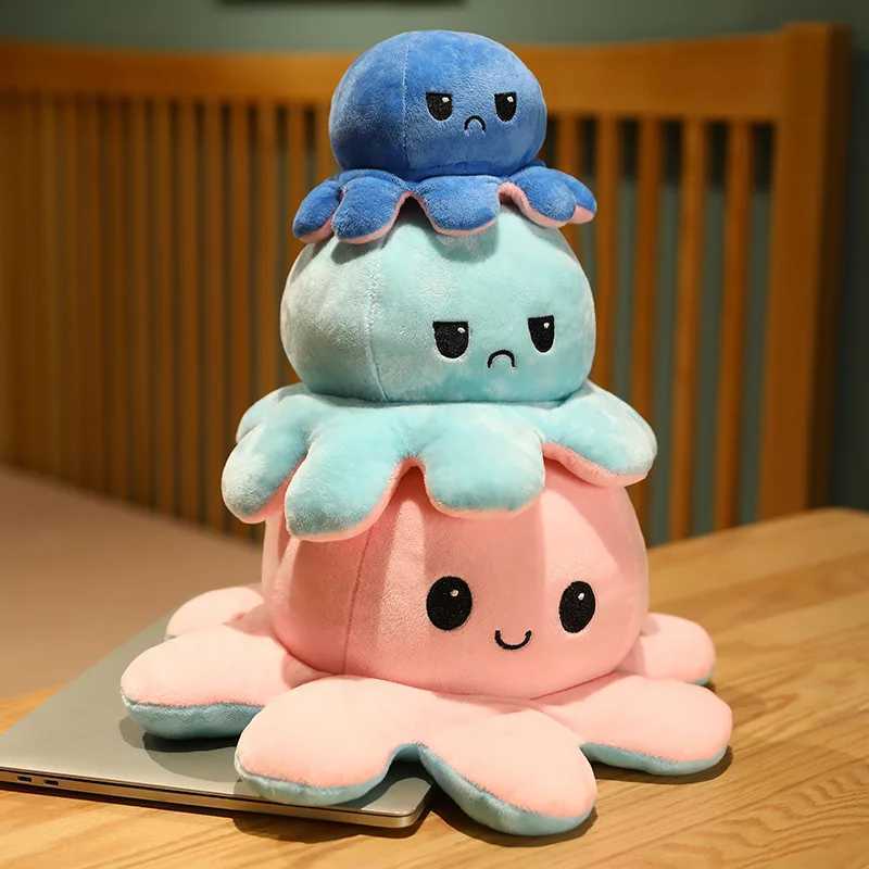 Flip-over Octopus Doll Double-sided Flip Doll Childrens Octopus Plush Toy Expression Changing Face Octopus Doll X250628