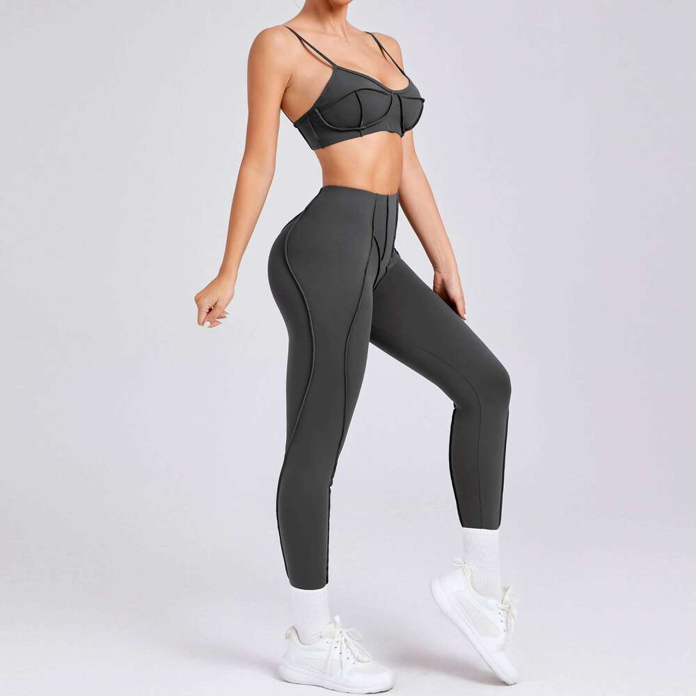 2025 Women Nude Straps Yoga Sets Squat Proof Sports Bra Workout High Waist Leggings Fiess Pant Female Active Wear Suits