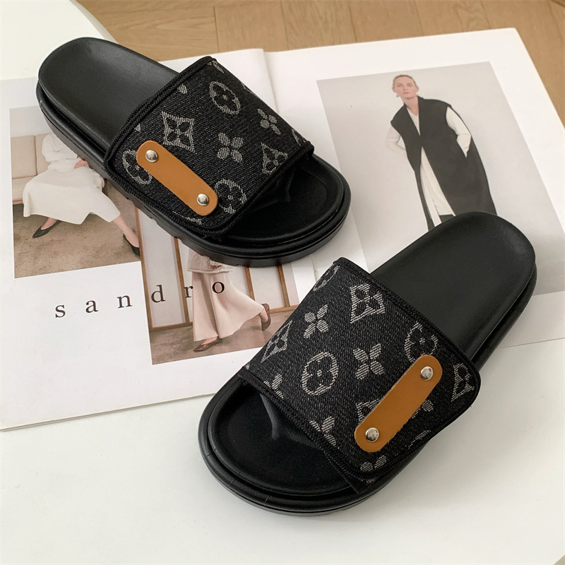 new free shipping designer slippers outdoor indoor casual sandals breathable beach shoes fashion vintage sliders for woman black blue pink coffee