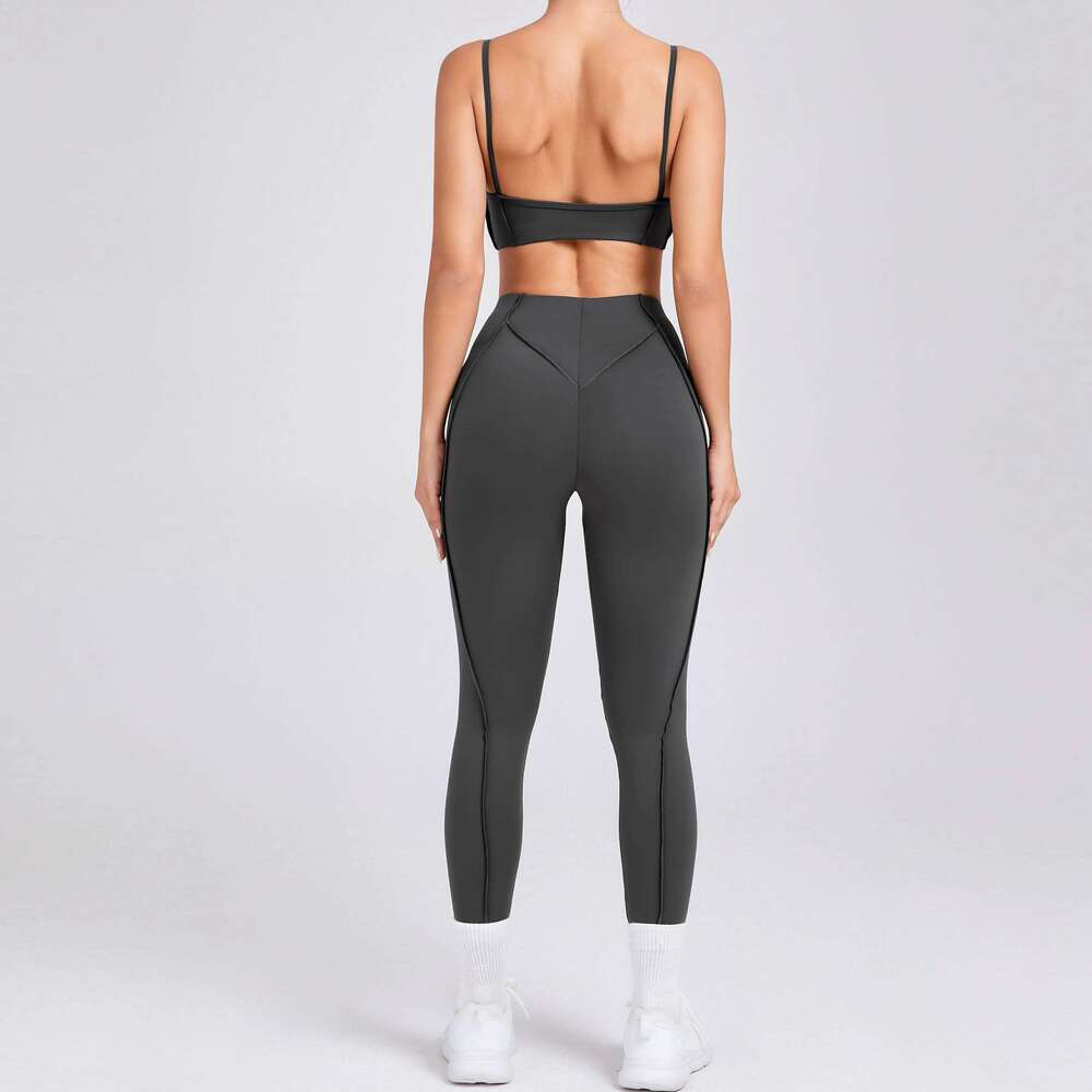 2025 Women Nude Straps Yoga Sets Squat Proof Sports Bra Workout High Waist Leggings Fiess Pant Female Active Wear Suits