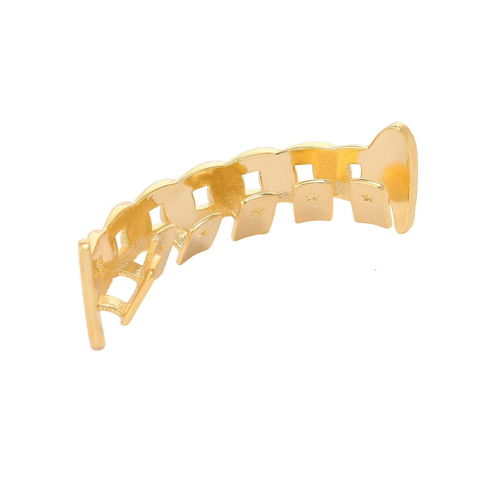 New Arrival Hip Hop Chain Hollow Out Polished Gold Grillz Halloween Premium Luxury Costume Accessories Pass the diamond tester