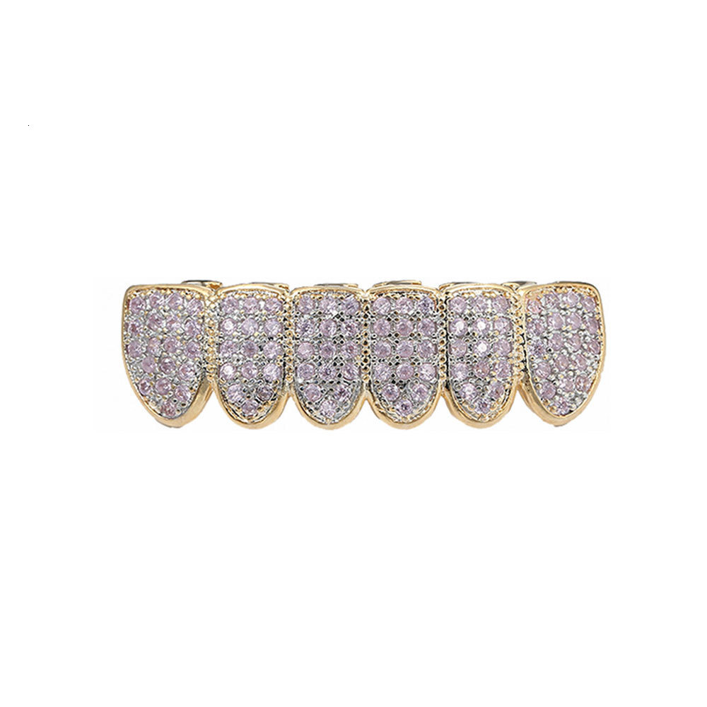 Halloween Hip Hop Grillz Iced Out Moissanite Pink Diamond Bling Premium Fashion Teeth Accessories Rapper Costume Accessories Pass the diamond tester