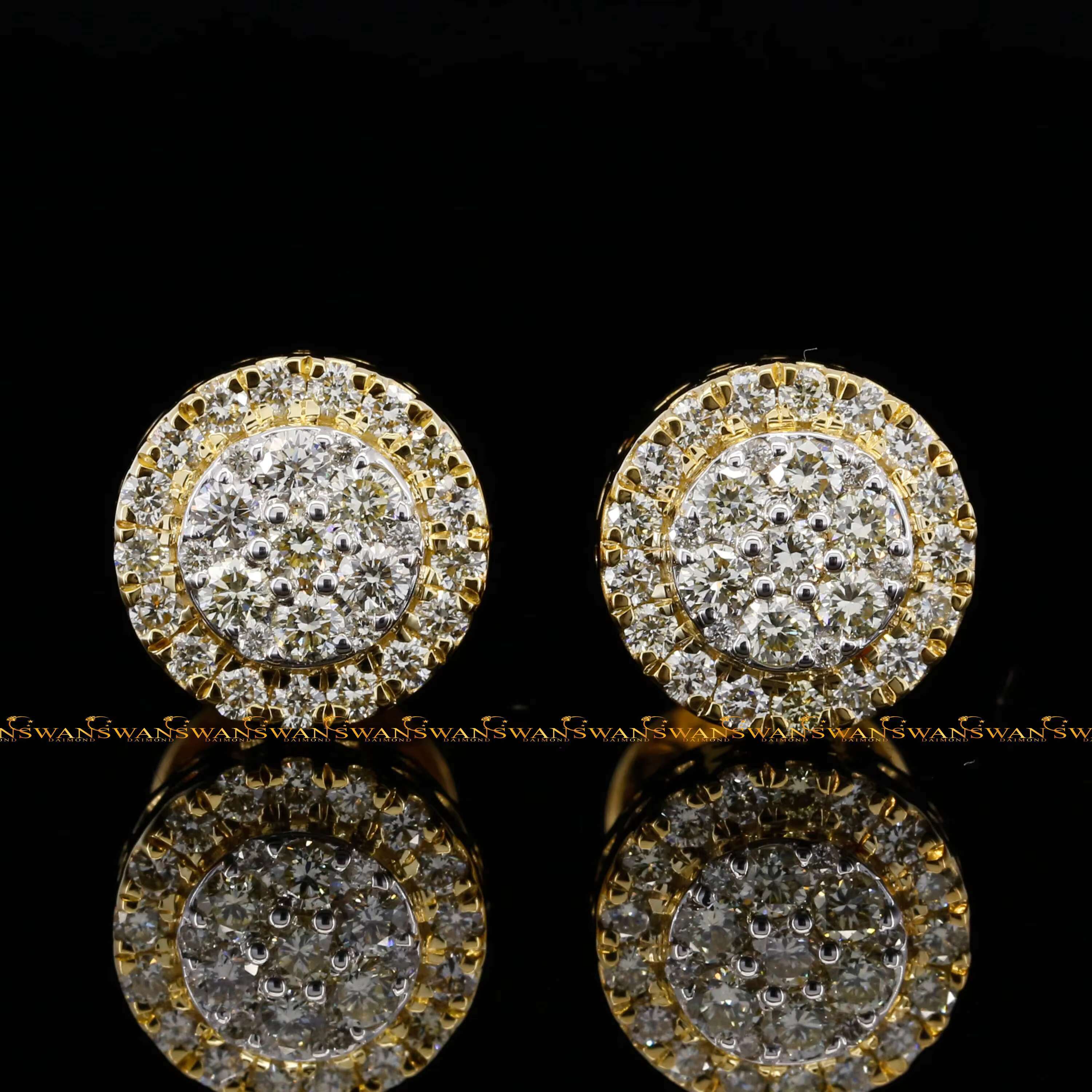 Sparkling Round Brilliant Cut VVs Clarity Moissanite Diamonds Iced Out Hip Hop 925 Sterling Silver Stud Earrings