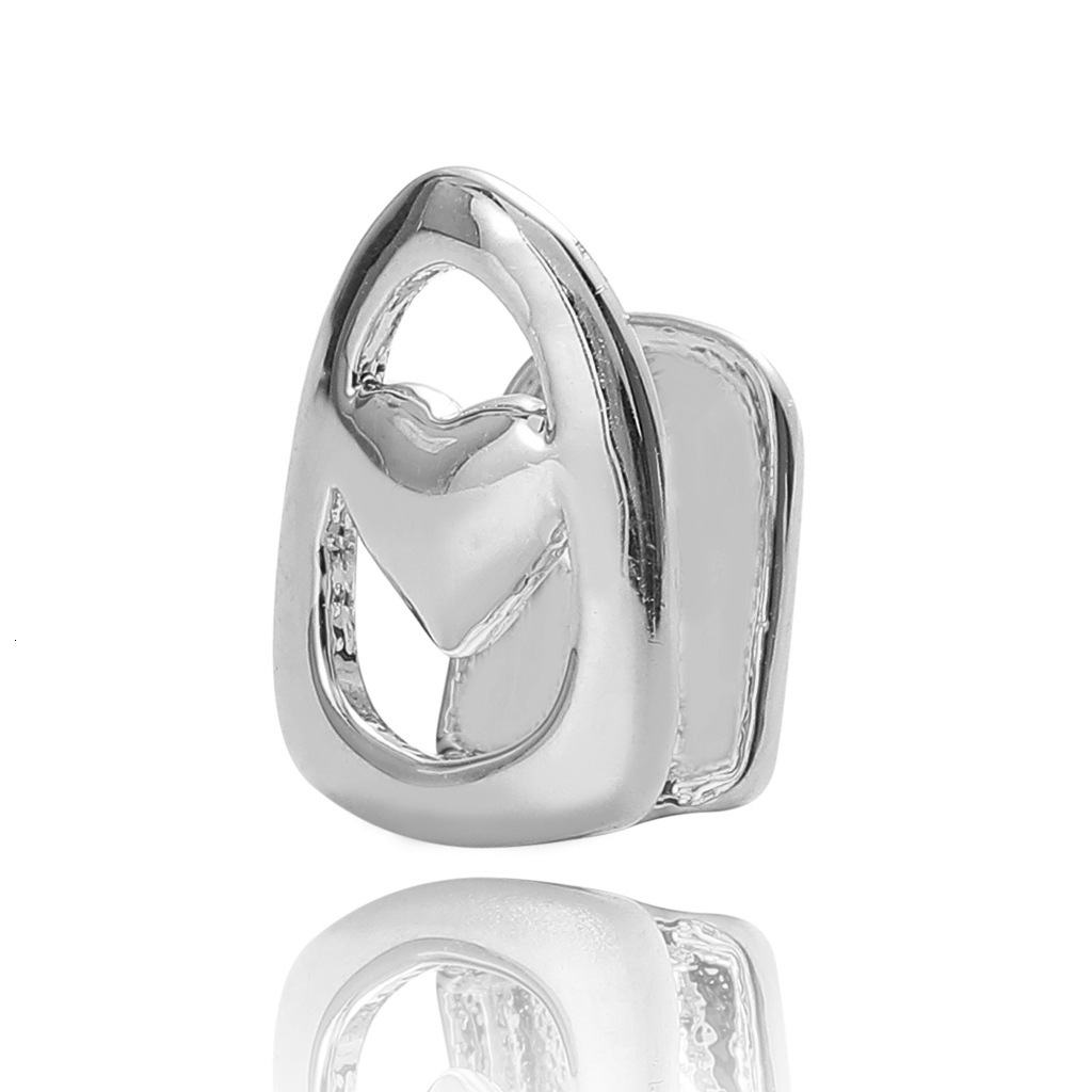 Hip Hop Hollow Heart Single Gold Tooth Grillz 18k Solid Gold Rapper Bling Accessories Custom Gold Grillz Pass the diamond tester