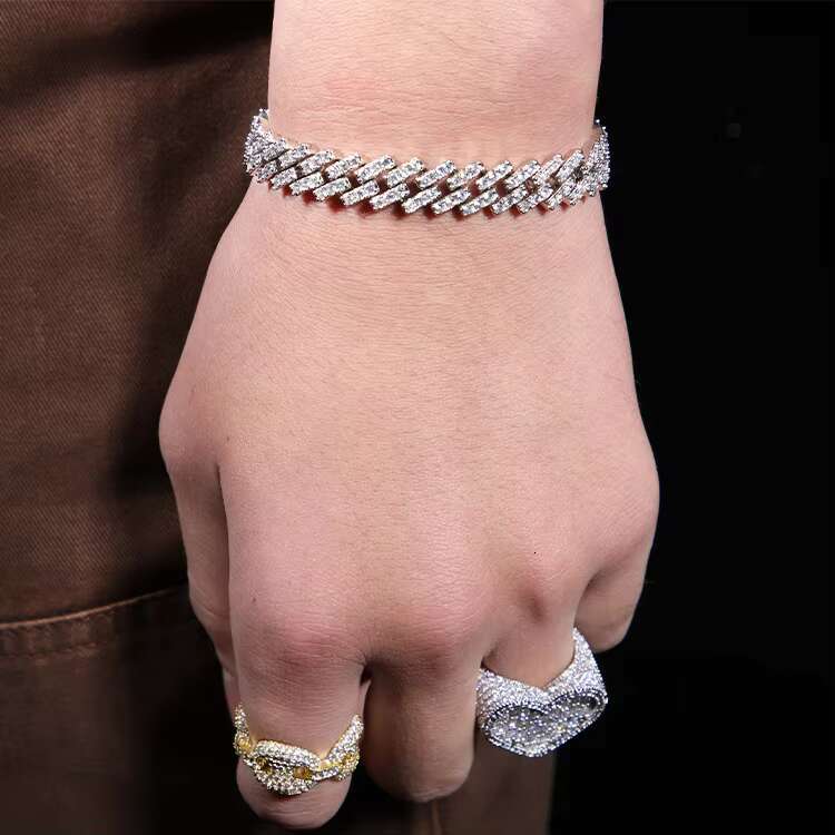 moissanite chain Xingguang 6mm Wide S925 Sterling Silver Necklace GRA Round Cut D VVS Moissanite Diamond Cuban Link Chain Hiphop Jewelry