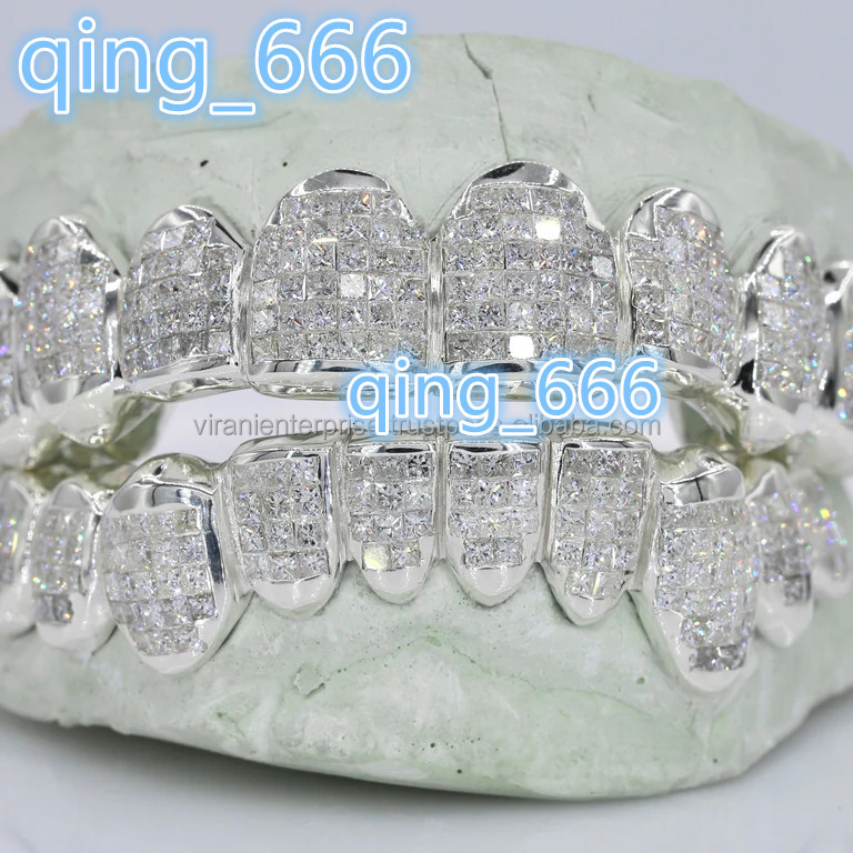 Unique Design in Sale Price Moissanite Grillz Custom Made Full Set Fully Iced Out Grillz 925 Sterling Silver for Men and Women
