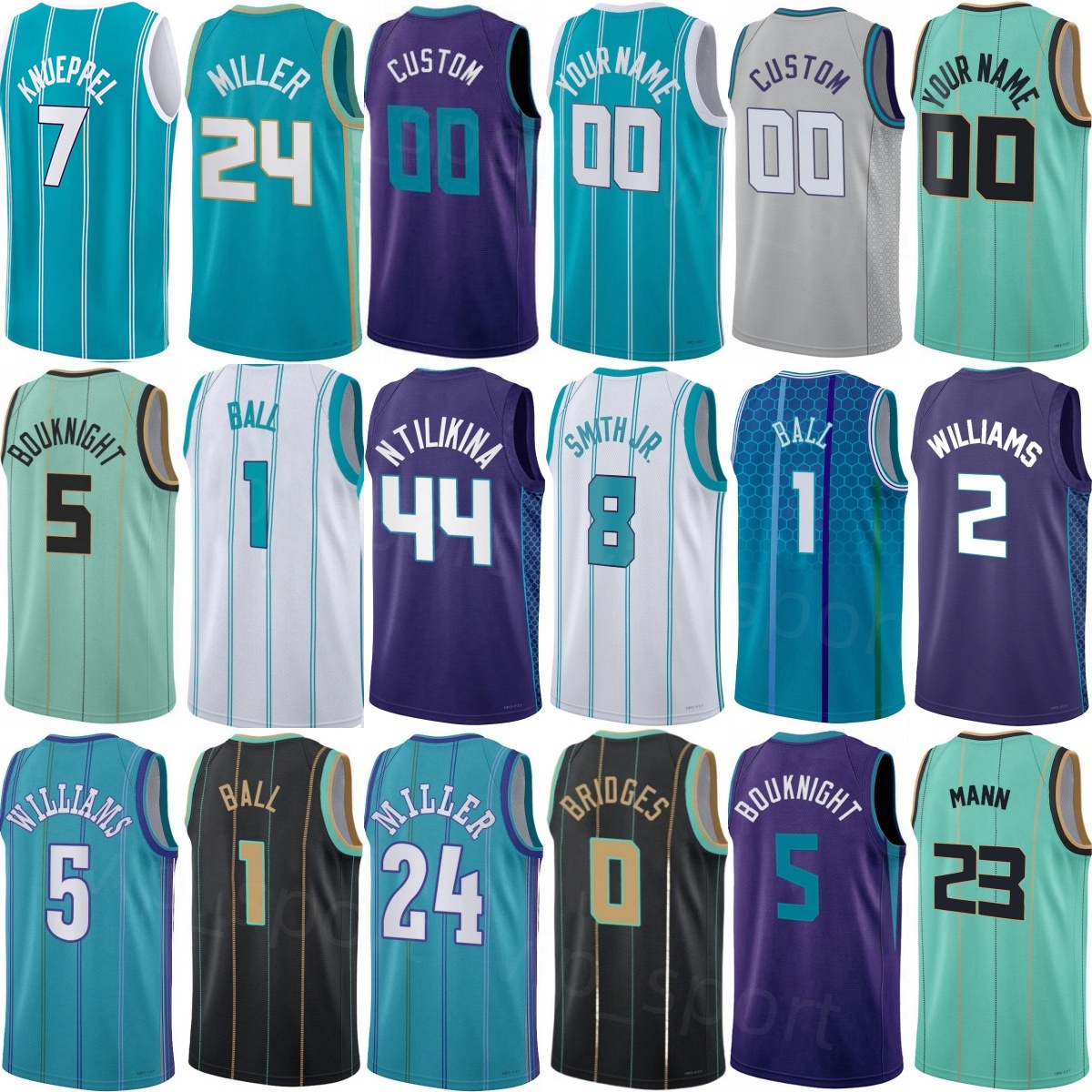 Printed Basketball 2025 2026 Draft LaMelo Ball Jerseys 1 Kon Knueppel 7 Liam McNeeley 33 Brandon Miller 24 Miles Bridges 0 Mark Williams 5 Tre Mann 23 Men Women Kids