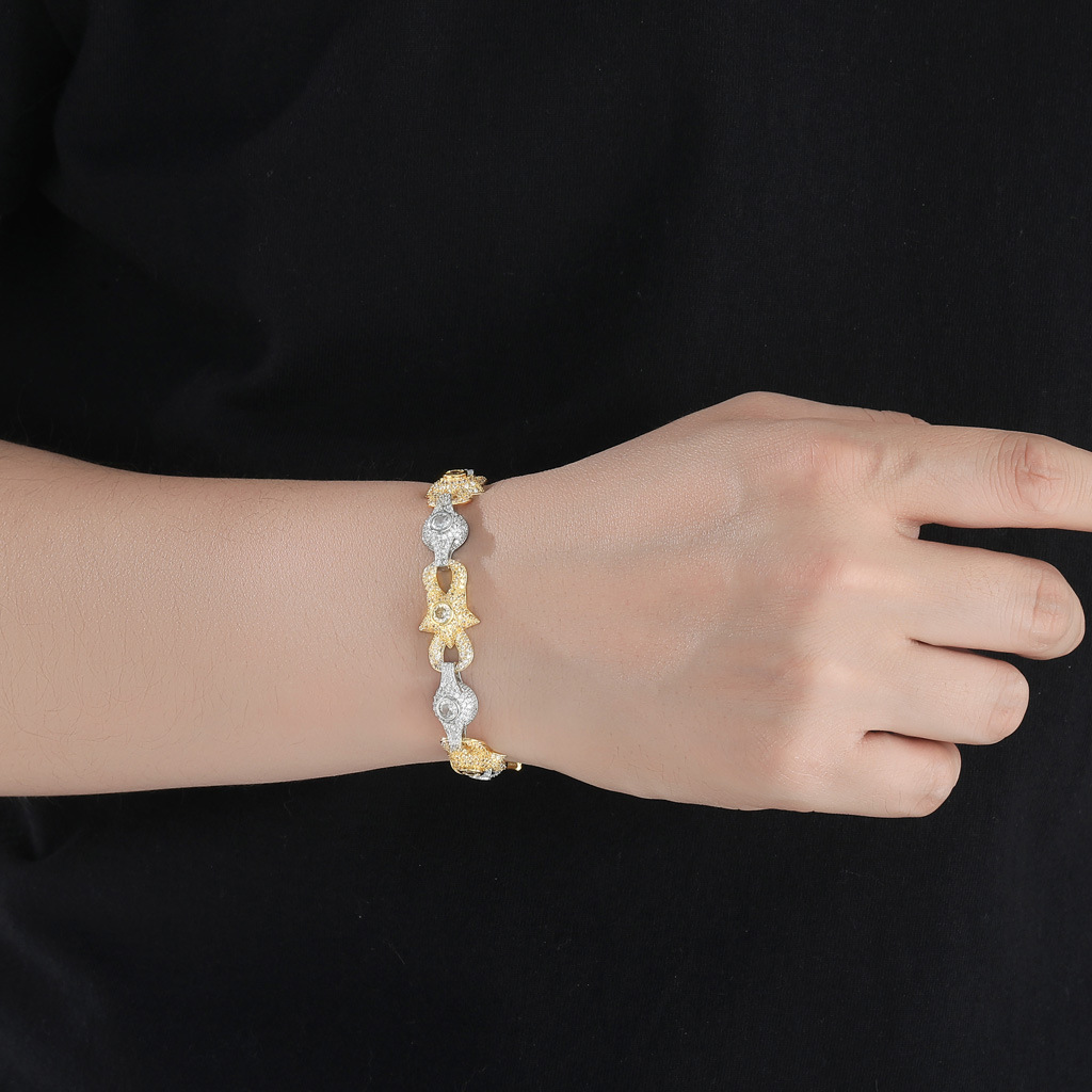10MM New Arrival Eye Cuban Chain - Bicolor Moissanite Iced Out Creative Unisex Hip Hop Statement Bracelet Passes the Diamond Tester
