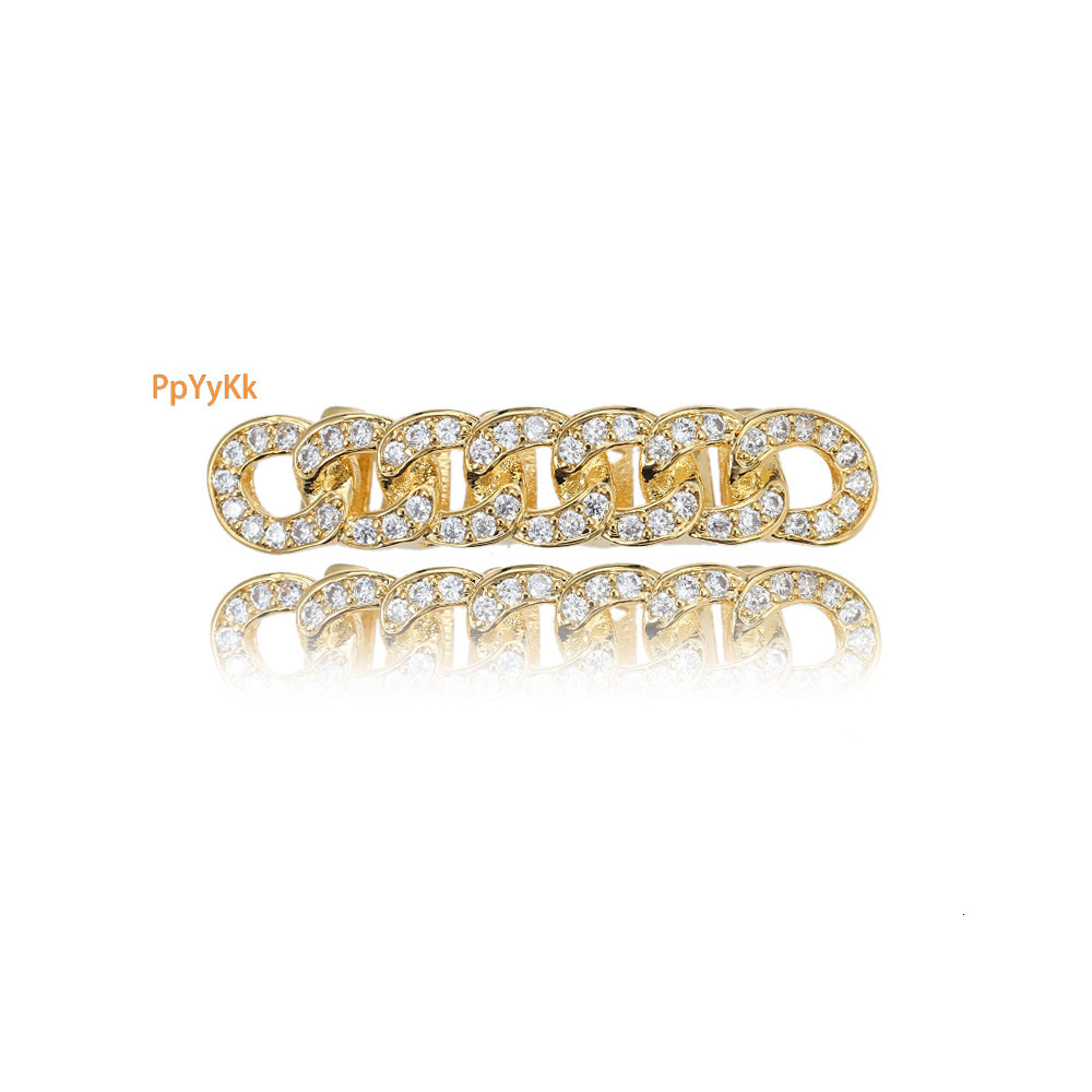 New Arrival Hip Hop 18k Gold Grillz Iced Out Circle Chain Bling Premium Luxury Teeth Accessories Pass the diamond tester