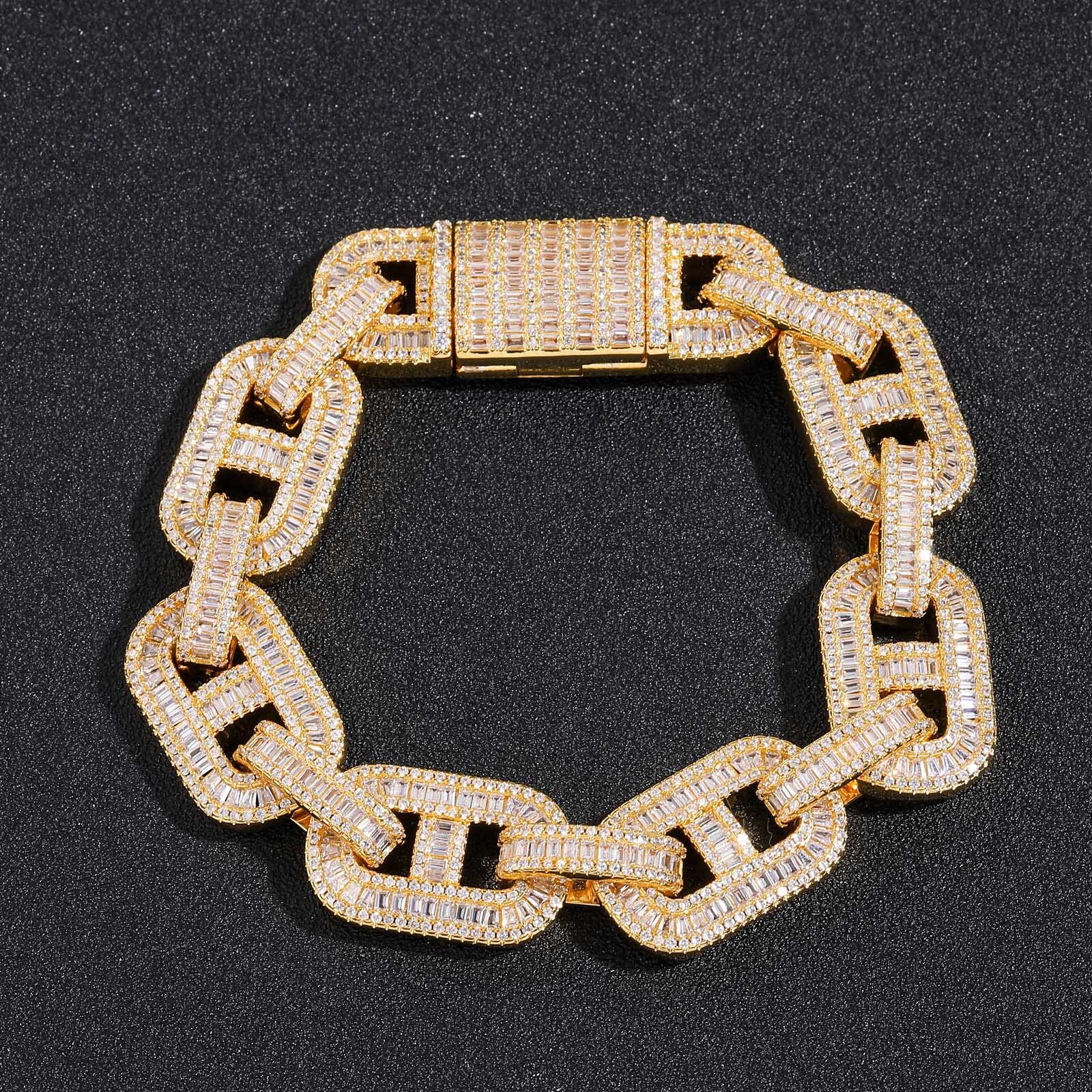 Men's 15MM T Square VVS Moissanite Iced Out Bling Bling Luxury Rapper Hip Hop Bracelet High-End Accessory Pass the diamond tester