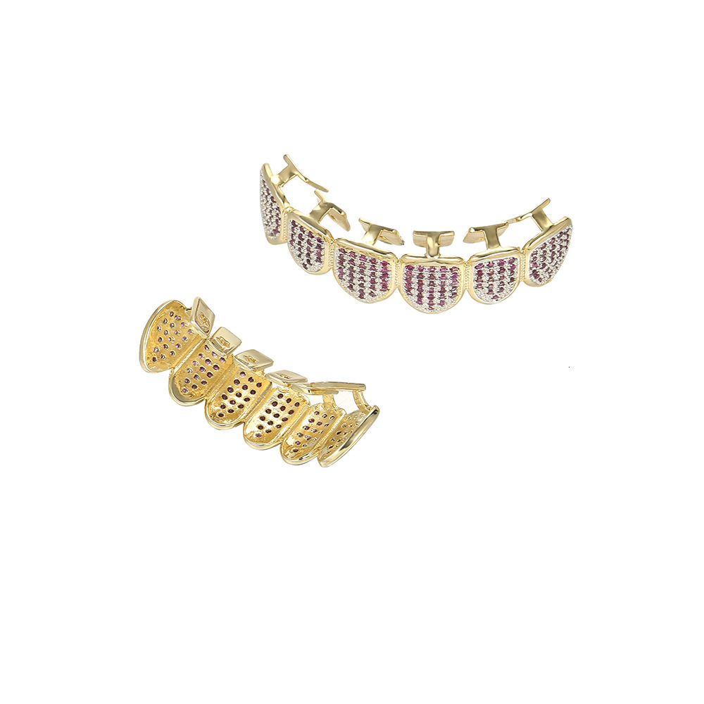 new arrival vampire hip hop rose gold plated diamond-encrusted grillz - premium vampire-inspired bling dental accessories