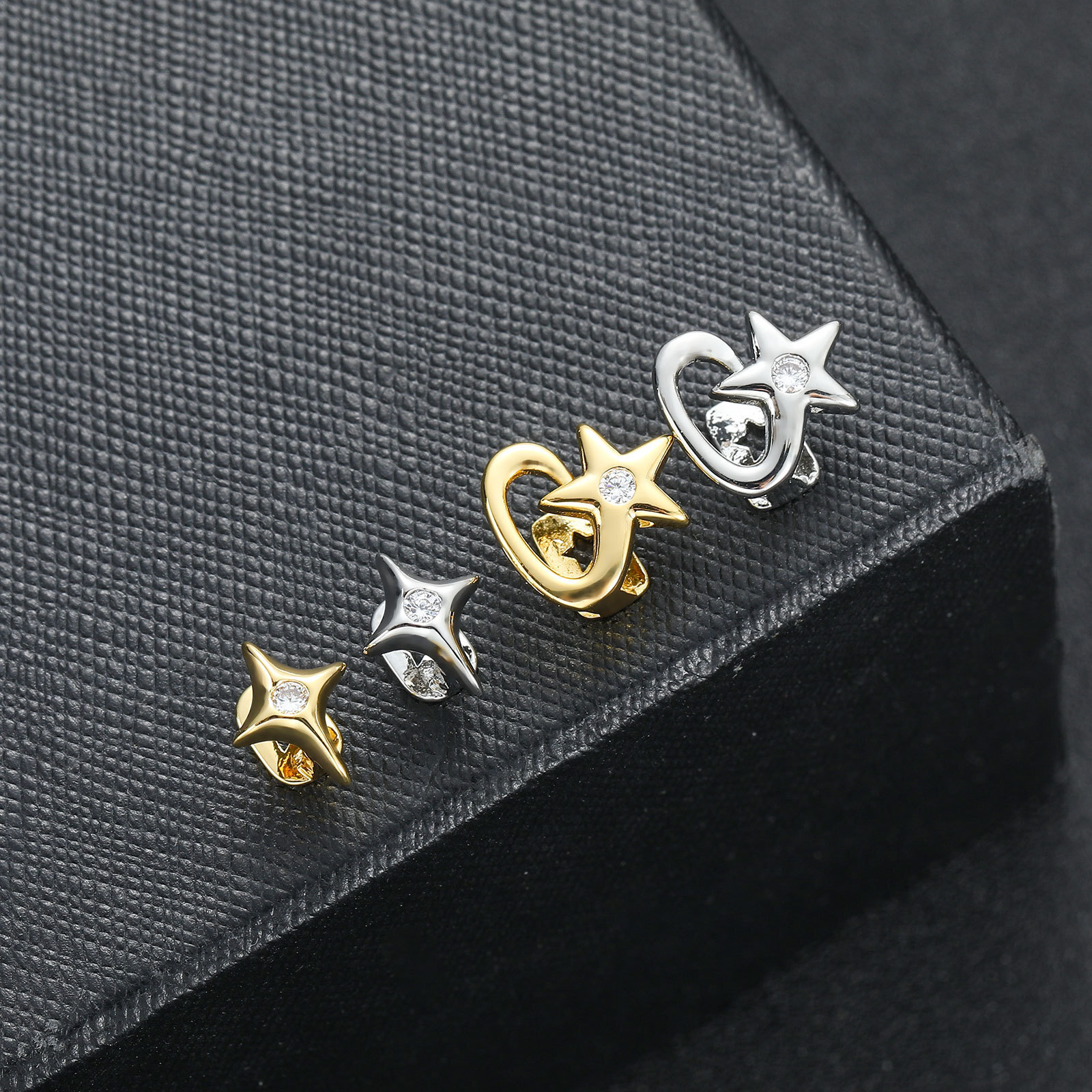 New Arrival 18K Gold Iced Out Star Pentagram Zircon Diamond Grillz Bling Hip Hop Creative Luxury Tooth Accessory