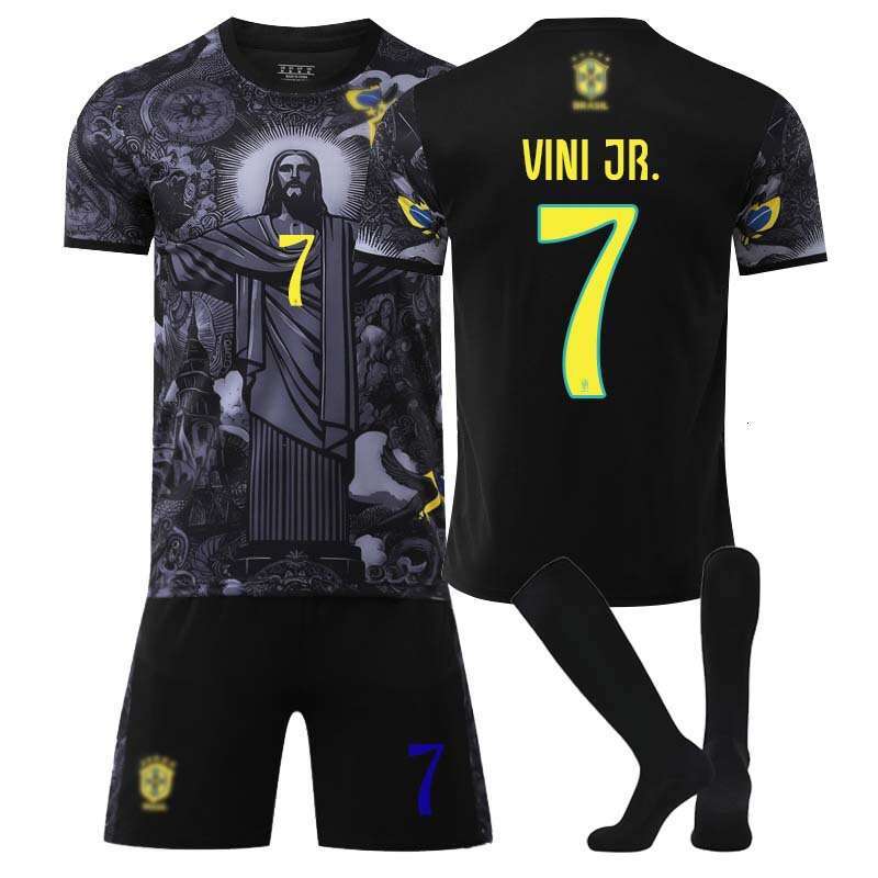 2526 Brazil Special Edition Black 7 Vinicius Jersey 9 Raulicic No. 10 Neymar Soccer Kit Set