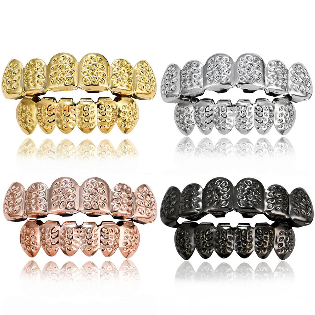 new arrival trending 18k gold plated engraved hip hop halloween grillz fashion accessories Rapper Costume Accessories