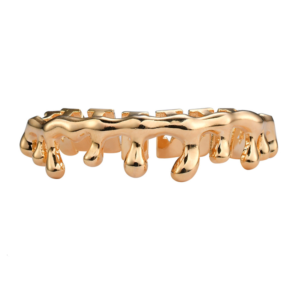 new arrival 10-teeth water drop hip hop grillz 18k solid gold trendy premium luxury bling accessories Pass the diamond tester