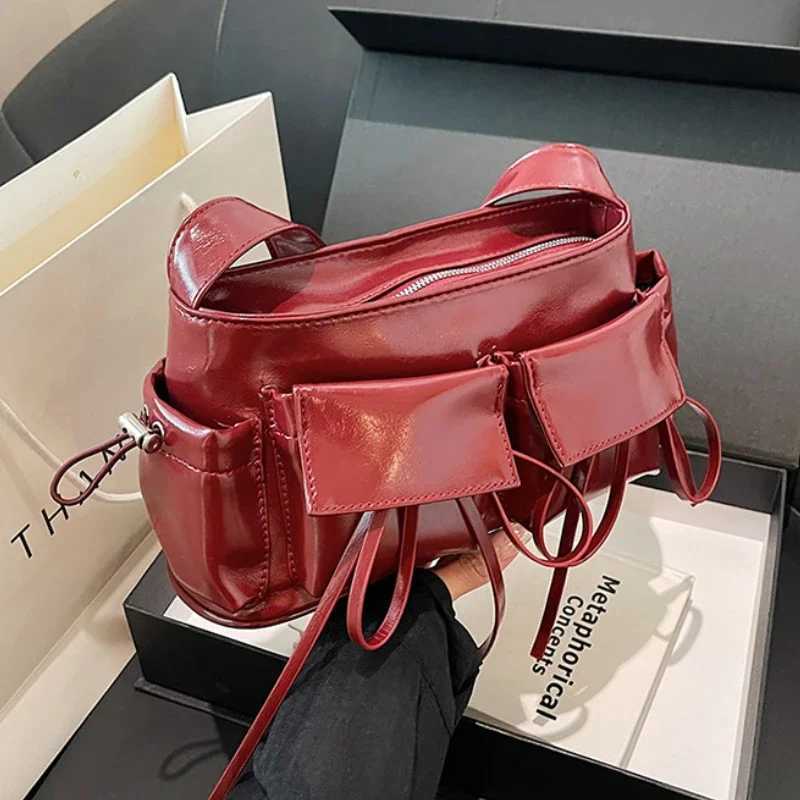 Double Pockets Design PU Leather Shoulder Bags for Women 2025 New Fashion Trend Crossbody Bag Females Silver Handbags XJ250627