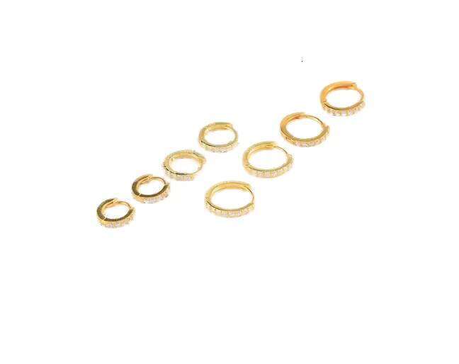 Simple Korean Fashion Trendy High Sense Stainless Titanium Steel Plain Hoop Earrings Zircon Inlay Dia Gold Jewelry