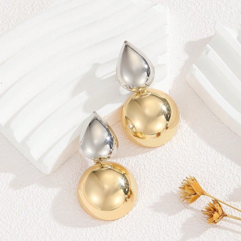 Free shipping designer jewelry Statement Earrings Geometric Round Earrings Simple Two-Tone High-End Glossy Water Drop Earrings for Women