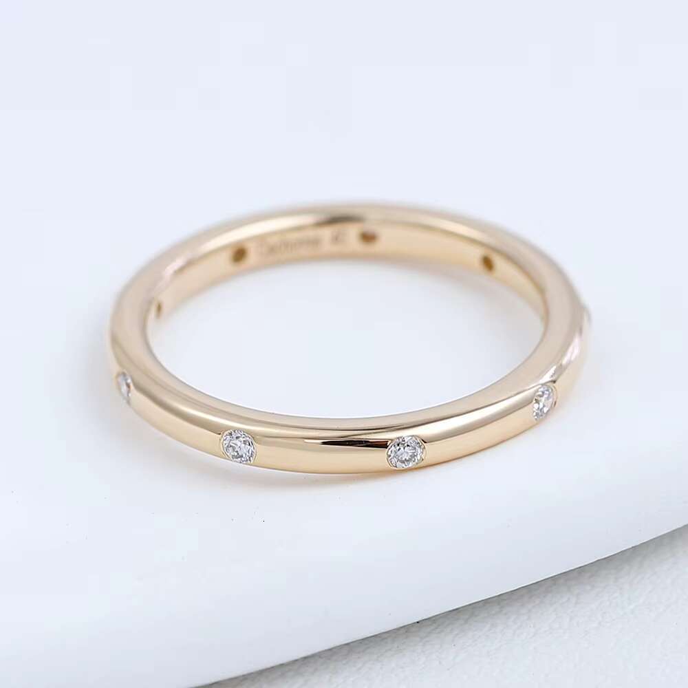 Hot Sale Customized 14k Solid Gold Ring Natural Diamond Ring Price 1.5mm D Round Brilliant Cut Diamond Ring Unisex