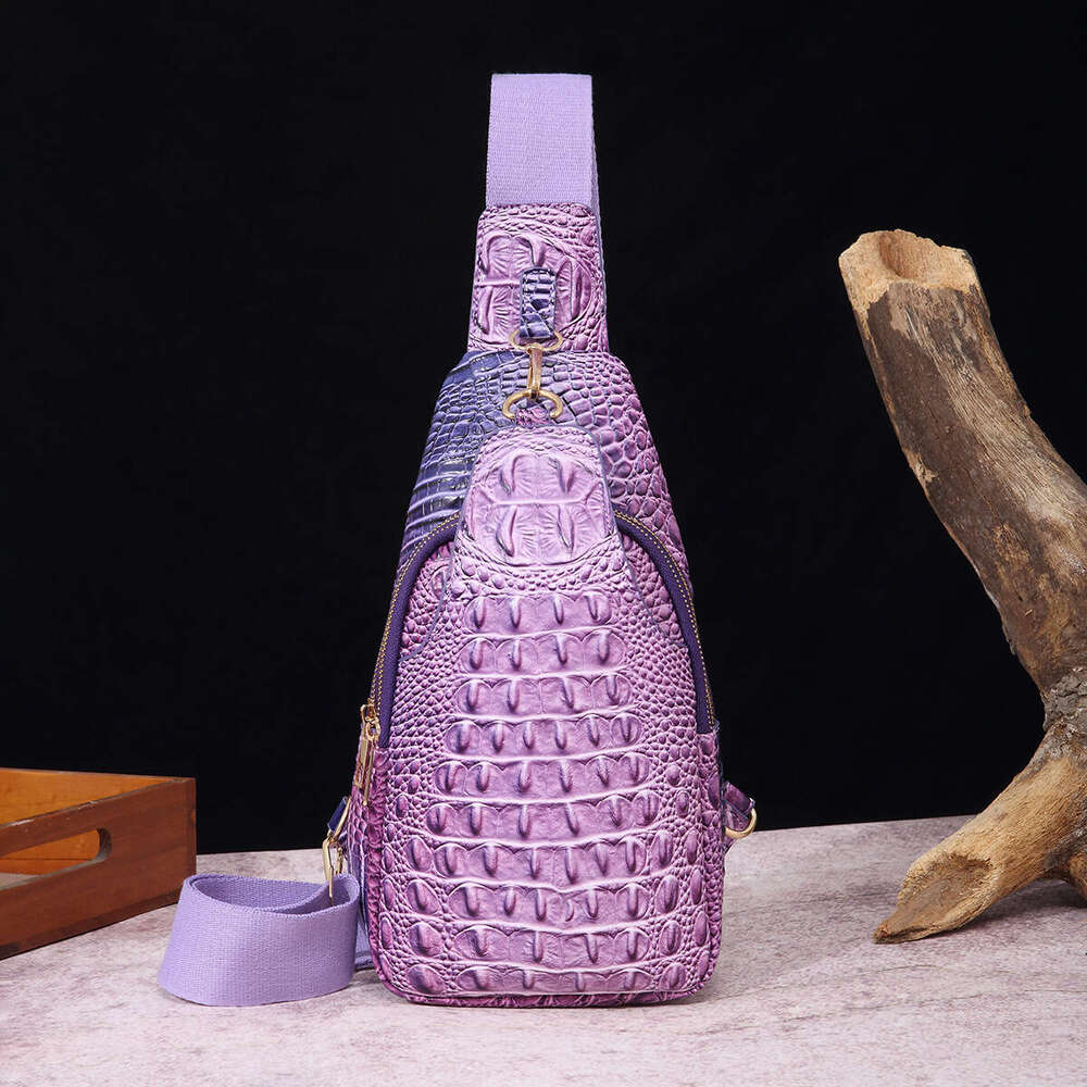 Fashion Wide Strap Women S Chest Waist Crossbody Bag Crocodile Pattern Brahmin