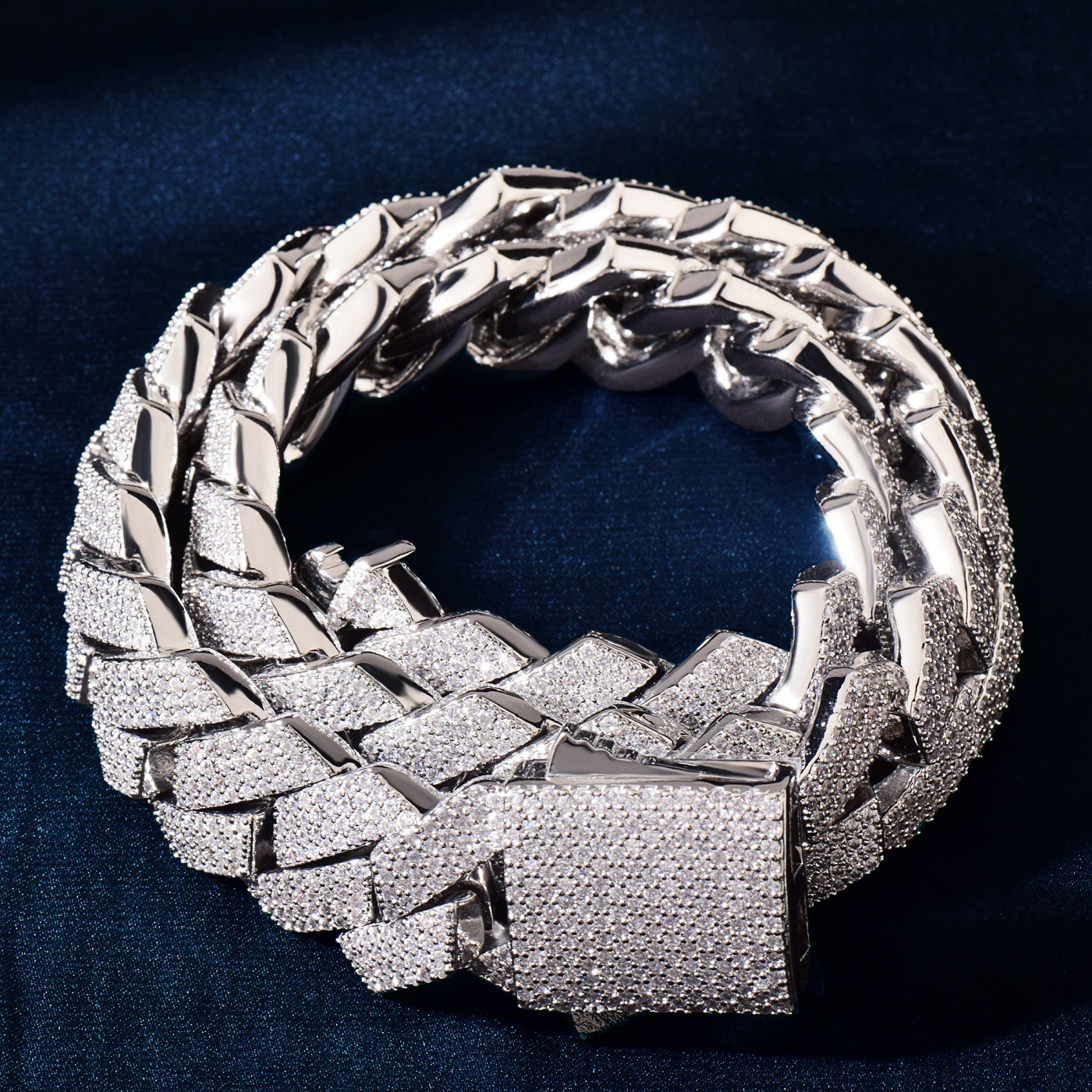 20MM Luxury VVS Moissanite Iced Out Hip Hop Rhombus Cuban Chain Spring Clasp Multi-Size Edgy Statement Jewelry Pass the diamond tester