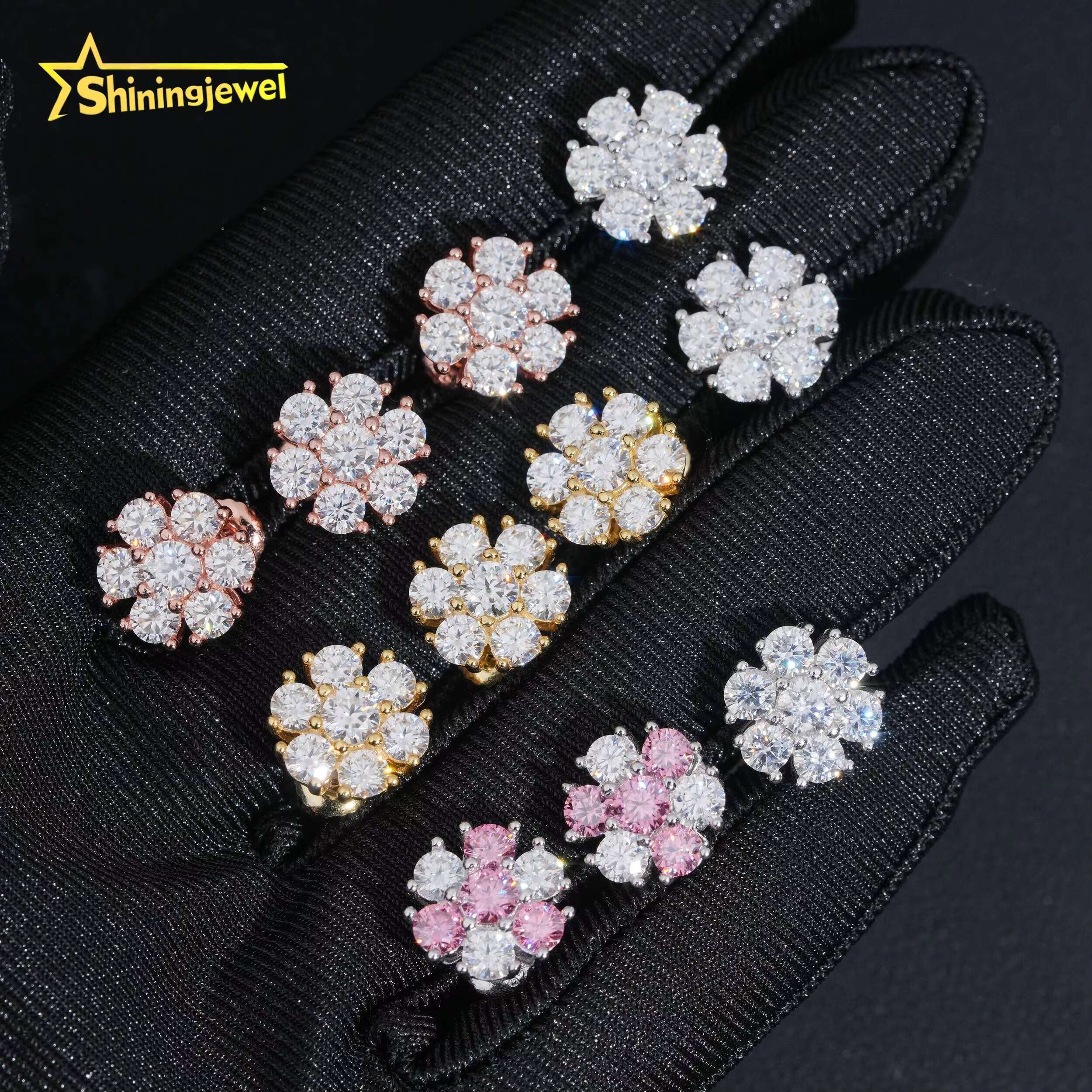 Hip Hop Fine Jewelry Cluster 925 Silver Iced Out GRA Certified VVS Moissanite Diamond Earrings